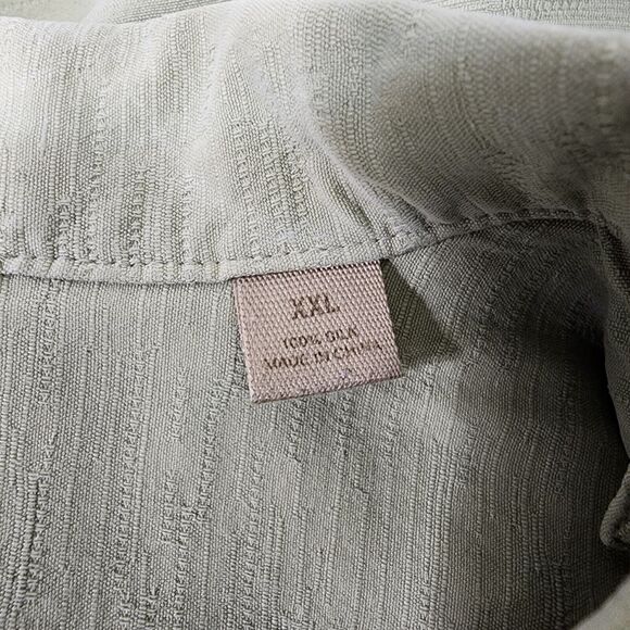 Paradise Collection Shirt Mens XXL Green Floral 100% Silk Button Hawaiian Beach - Picture 9 of 11